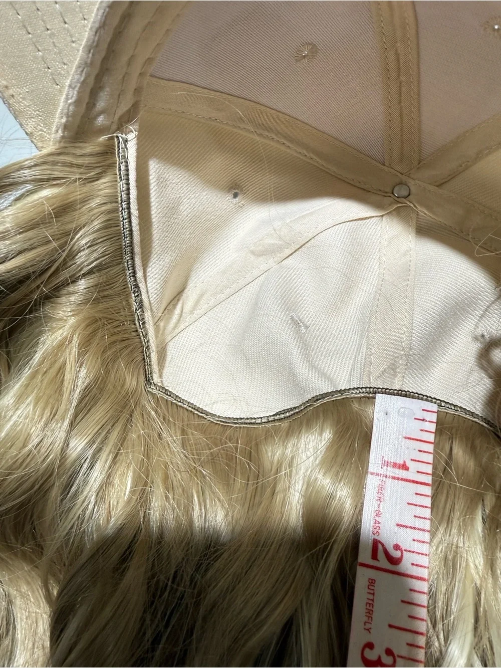 HAT HAIR, Blonde with Beige Cap